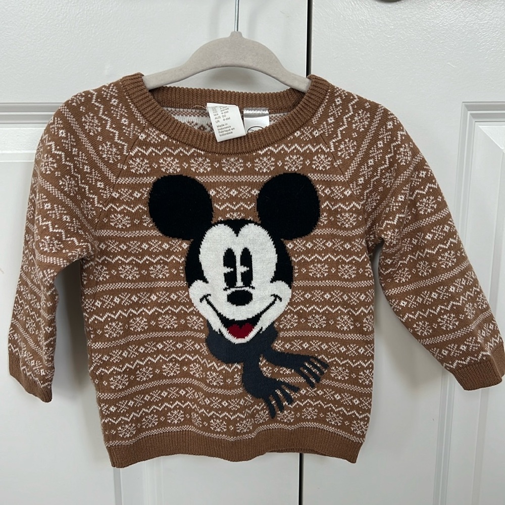 NWT H&M baby kids Disney Mickey Mouse holiday Christmas sweater